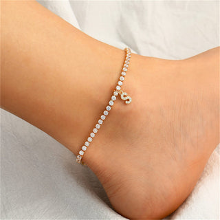 Rhinestone Initial Letter Anklets