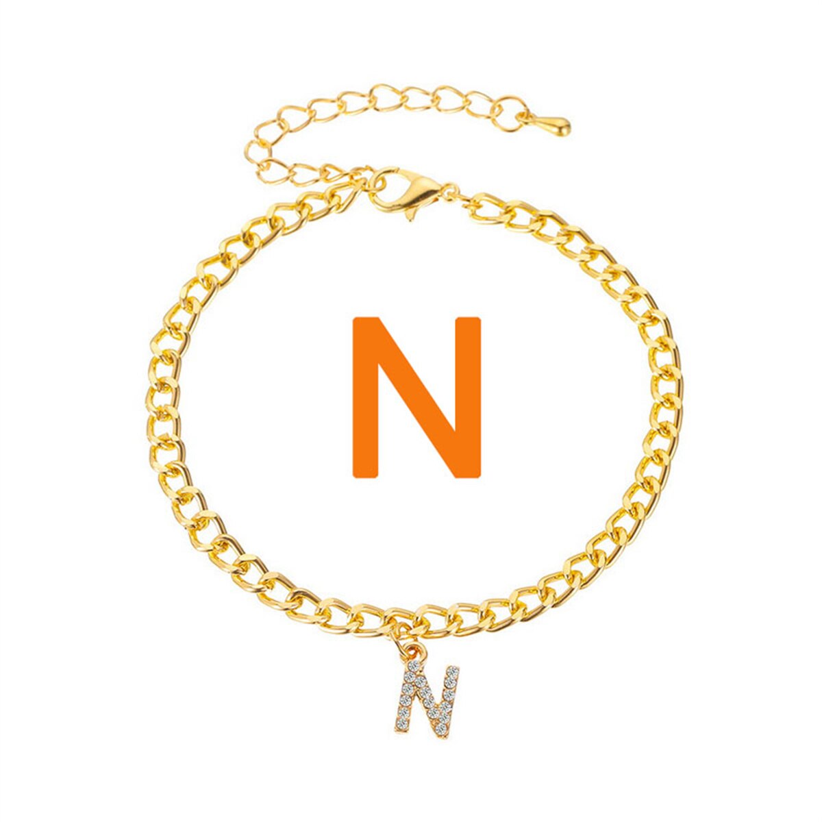 Rhinestone Initial Letter Anklets
