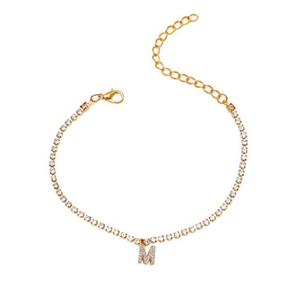 Rhinestone Initial Letter Anklets