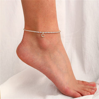 Rhinestone Initial Letter Anklets