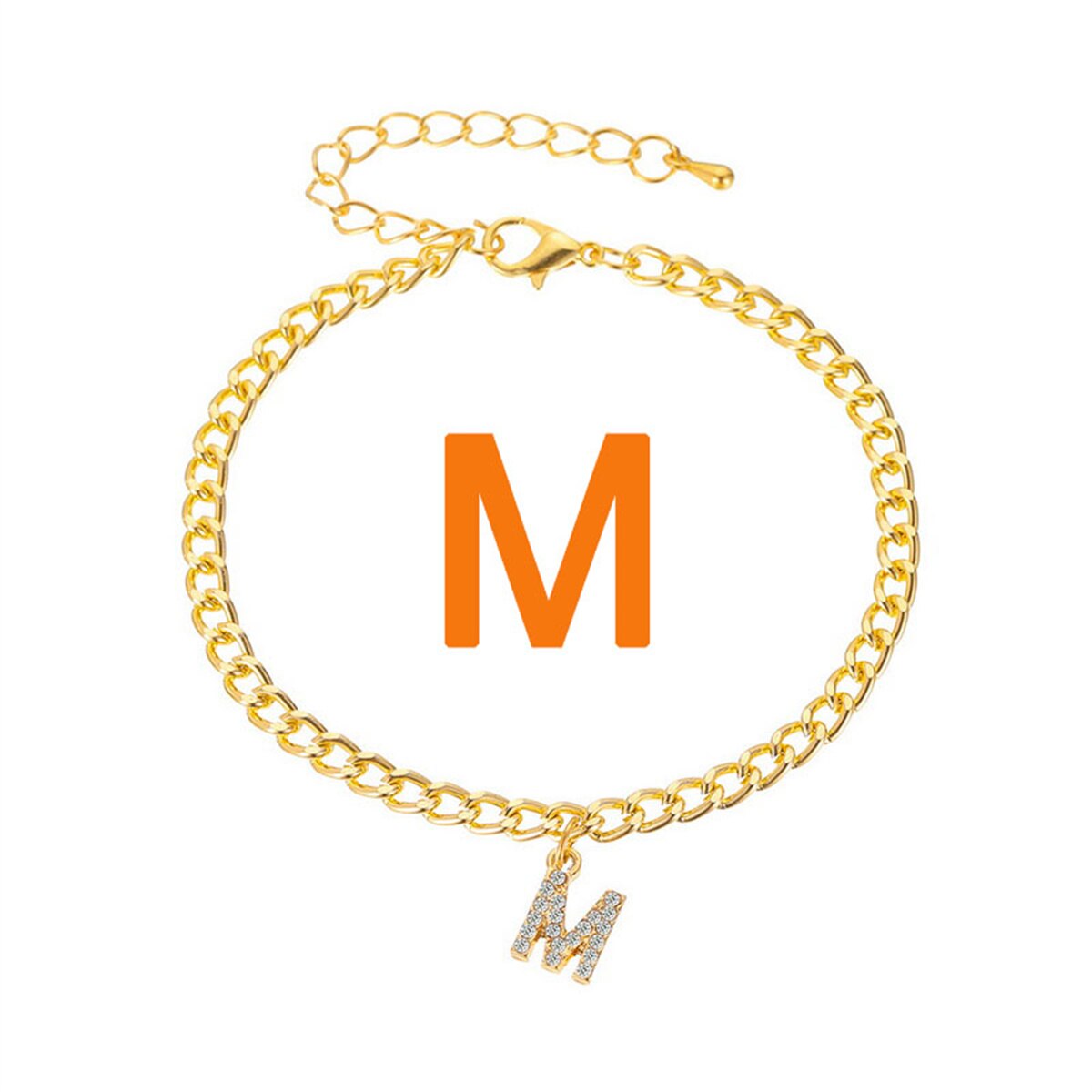 Rhinestone Initial Letter Anklets