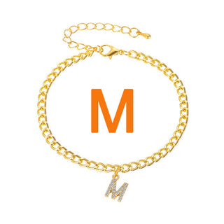 Rhinestone Initial Letter Anklets