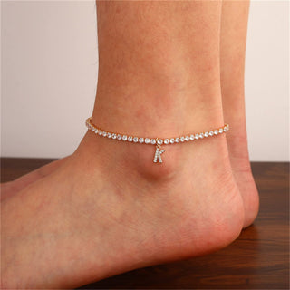 Rhinestone Initial Letter Anklets