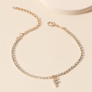 Rhinestone Initial Letter Anklets