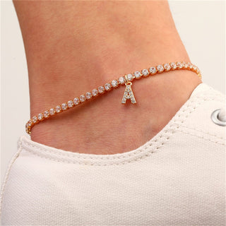 Rhinestone Initial Letter Anklets