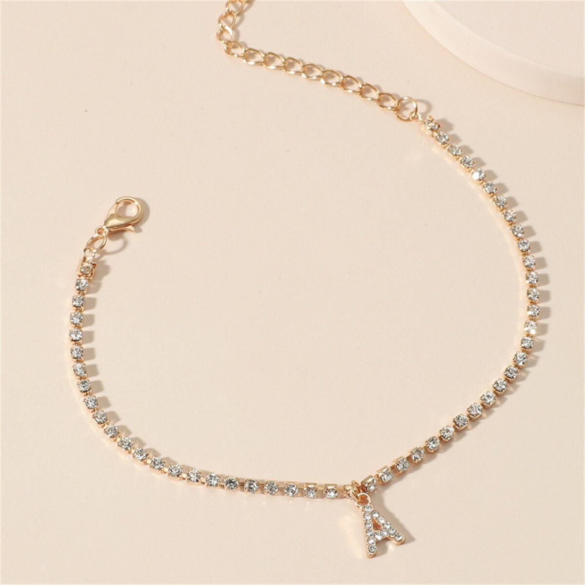 Rhinestone Initial Letter Anklets